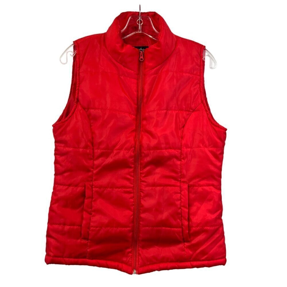 Jackson Hole Outerwear Womens Sleeveless Full Zip Red Vest Pockets Medium